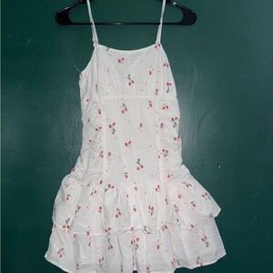 Art Class White Dress with Pink Floral Pattern